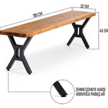 Flora Wood Exclusive Doğal Ladin Ahşap Kütük Ağaç Bench Bank 180X32