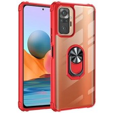 Ceponya Xiaomi Redmi Note 10 Pro Kılıf Şeffaf Kenarları Renkli Manyetik Yüzüklü Zırh Silikon