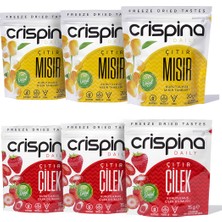 Crispina Çıtır Tane Mısır 3 Paket + Crispina Çıtır Çilek 3 Paket (Freeze Dried) 20 gr x 6