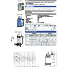 Sumak SDF6A 0.37 kw 0.5 HP 2900 D/D 220/230 volt Monofaze Asansör Flatörlü Drenaj Dalgıç Pompası (10 m Kablo+A.Flatörlü)