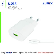 Sunix Type-C Hızlı Şarj Aleti - Cihazı | Kablo - Başlık Set | 3.0 Qualcomm | S215