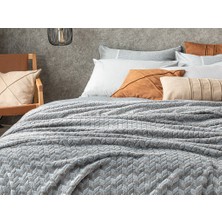 English Home Softy Braid Ombre Super Soft Çift Kişilik Battaniye 200 x 220 cm Gri