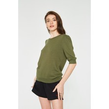 Bexy - 3/4 Kol Haki Sweatshirt  | 160438-2