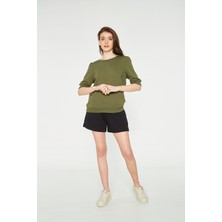 Bexy - 3/4 Kol Haki Sweatshirt  | 160438-2