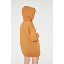 Bexy - Baskılı Kapüşonlu Kahverengi Sweatshirt | 160408-A-1
