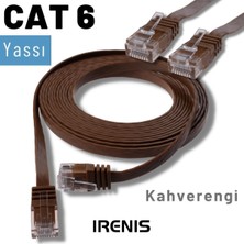 IRENIS 5 Adet CAT6 Yassı Ethernet (Network, LAN) Kablosu, Kahverengi, 50 cm