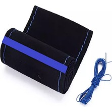 Gürler Oto Kılıf ve Aksesuar Vw Passat Direksiyon Kılıfı Dikmeli Alkantra Mavi Yüzüklü