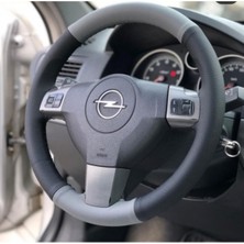 Gürler Oto Kılıf ve Aksesuar Opel Corsa Çift Desen Deri Direksiyon Kılıfı Gri-Siyah