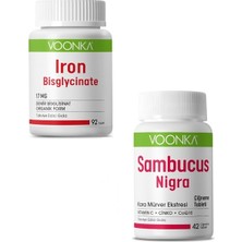 Voonka Demir Bisglisinat 17 Mg 92 Tablet + Sambucus Nigra 42 Çiğneme T.