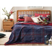English Home Tartan Sherpa Tek Kişilik Battaniye 150 x 200 cm Lacivert - Bordo