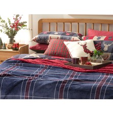 English Home Tartan Sherpa Tek Kişilik Battaniye 150 x 200 cm Lacivert - Bordo