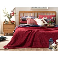 English Home Tartan Sherpa Tek Kişilik Battaniye 150 x 200 cm Lacivert - Bordo