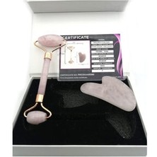 Mega Awm Pembe Kuvars Roller ve Gua Sha (Sertifikalı)