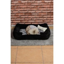 Cookie Pet Dolgulu Kedi Köpek Yuvası 70x50cm Siyah Gri