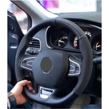 Gürler Oto Kılıf ve Aksesuar Renault Megane 4 Mavi Yüzük Alcantra Karbon Direksiyon Kılıfı