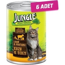 6 Adet - Jungle Kuzu Etli ve Sebzeli Yetişkin Kedi Konservesi 415 gr
