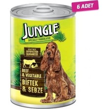 6 Adet - Jungle Biftek ve Sebzeli Yetişkin Köpek Konservesi 415 gr