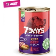 12 Adet - 7days Tahılsız Taze Sığır Etli Soslu Yetişkin Köpek Konservesi 415 gr