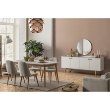 Doressa Brande Modern Yemek Odası Takımı Yonga Levha Malzemeden 6 Sandalyeli Sabit Masa