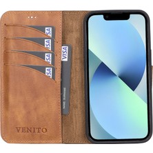 Venito Apple iPhone 13 Pro Magic Wallet Açık Kahverengi Deri Telefon Kılıfı