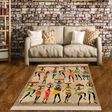 Bona Fortuna Afrika Desenli Afrikalı Kadın Halı Dijital Baskı Yıkanabilir Modern Salon Halı ve Yolluk