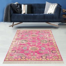 Bona Fortuna Osmanlı Motifler Desenli Etnik Dijital Baskı Yıkanabilir Kaymaz Taban Eskitme Salon Halı ve Yolluk