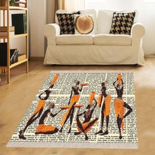 Bona Fortuna Afrika Desenli Afrikalı Kadın Halı Dijital Baskı Yıkanabilir Modern Salon Halı ve Yolluk