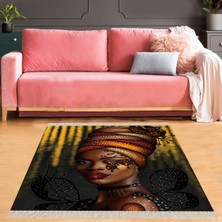 Bona Fortuna Afrika Desenli Afrikalı Kadın Halı Dijital Baskı Yıkanabilir Modern Salon Halı ve Yolluk