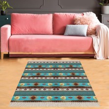 Bona Fortuna Kilim Desenli Etnik Dijital Baskı Yıkanabilir Kaymaz Taban Modern Salon Halı ve Yolluk