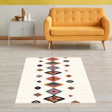 Bona Fortuna Kilim Desenli Etnik Dijital Baskı Yıkanabilir Kaymaz Taban Modern Salon Halı ve Yolluk