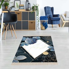 Bona Fortuna Geometrik Desenli Dijital Baskı Yıkanabilir Kaymaz Taban Etnik Kilim Desen Salon Halı