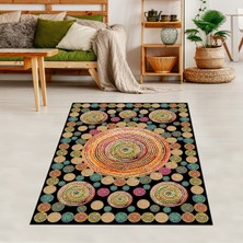 Bona Fortuna Jüt Hasır Kilim Görünümlü Dijital Baskılı Kaymaz Taban Yıkanabilir Modern Salon Halısı ve Yolluk