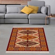 Bona Fortuna Kilim Desenli Etnik Dijital Baskı Yıkanabilir Kaymaz Taban Modern Salon Halısı ve Yolluk