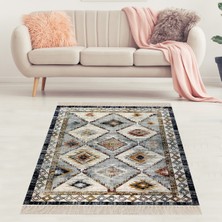 Bona Fortuna Kilim Desenli Etnik Dijital Baskı Yıkanabilir Kaymaz Taban Modern Salon Halısı ve Yolluk