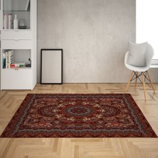 Bona Fortuna Osmanlı Desen Çerçeveli Dijital Baskı Yıkanabilir Kaymaz Taban Klasik Salon Halısı ve Yolluk