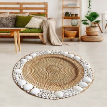 Bona Fortuna Jüt Hasır Kilim Görünümlü Dijital Baskılı Kaymaz Taban Yıkanabilir Modern Salon Halısı ve Yolluk