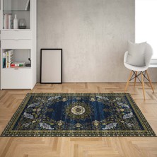 Bona Fortuna Osmanlı Motifler Desenli Etnik Dijital Baskı Yıkanabilir Kaymaz Taban Eskitme Salon Halı ve Yolluk