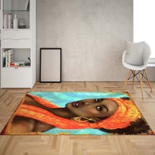 Bona Fortuna Afrika Desenli Afrikalı Kadın Halı Dijital Baskı Yıkanabilir Modern Salon Halı ve Yolluk