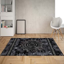 Bona Fortuna Osmanlı Motifler Desenli Etnik Dijital Baskı Yıkanabilir Kaymaz Taban Eskitme Salon Halı ve Yolluk