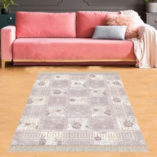 Bona Fortuna Patchwork Çiçek Desenli Yıkanabilir Kaymaz Taban Leke Tutmaz Modern Salon Halısı ve Yolluk