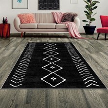 Bona Fortuna Çizgi Bohem Etnik Kilim Desen Dijital Baskı Yıkanabilir Kaymaz Taban Modern Salon Halısı ve Yolluk