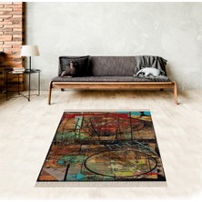 Bona Fortuna Geometrik Desenli Renk Geçişli Dijital Baskı Yıkanabilir Kaymaz Taban Modern Salon Halısı ve Yolluk