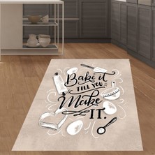 Bona Fortuna Bake It Till You Make It Dijital Baskılı Kaymaz Taban Yıkanabilir Leke Tutmaz Mutfak Halısı