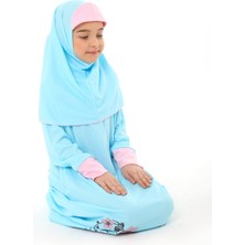 Elanesa Kız Çocuk Namaz Elbisesi Çicek Basklı Kolu Manşetli