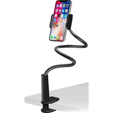 Wozlo Masaüstü Akrobat Gövdeli Kıskaçlı Telefon Tutucu Esnek Ofis Masa Yatak 360° Telefon Standı - Siyah