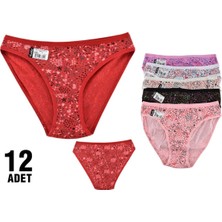 Tutku 12'li Paket Tutku 0534 Kardelen Desenli Elastan Bayan Bikini Külot