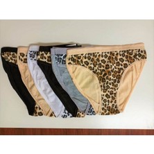 Tutku 0740 6'lı Paket Leopar Elastan Bayan Bikini Külot