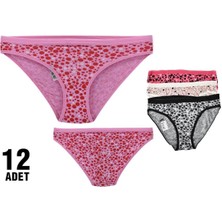 Tutku 12'li Paket Tutku 0821 Begüm Desenli Bayan Elastan Bikini Külot