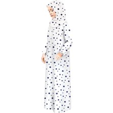 Oulabi Mir Pratik Fermuarlı Pamuklu Kız Çocuk Namaz Elbisesi Larcivert Baskılı