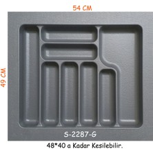 Starax S-2287-G Çekmece İçi Plastik Kaşıklık Gri En:54-47,5 D:49-40 cm. Arası Kesilir 8 Göz
